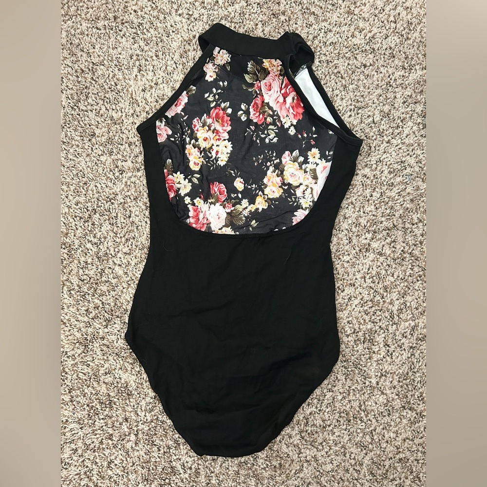 Floral Black Ballet Leotard